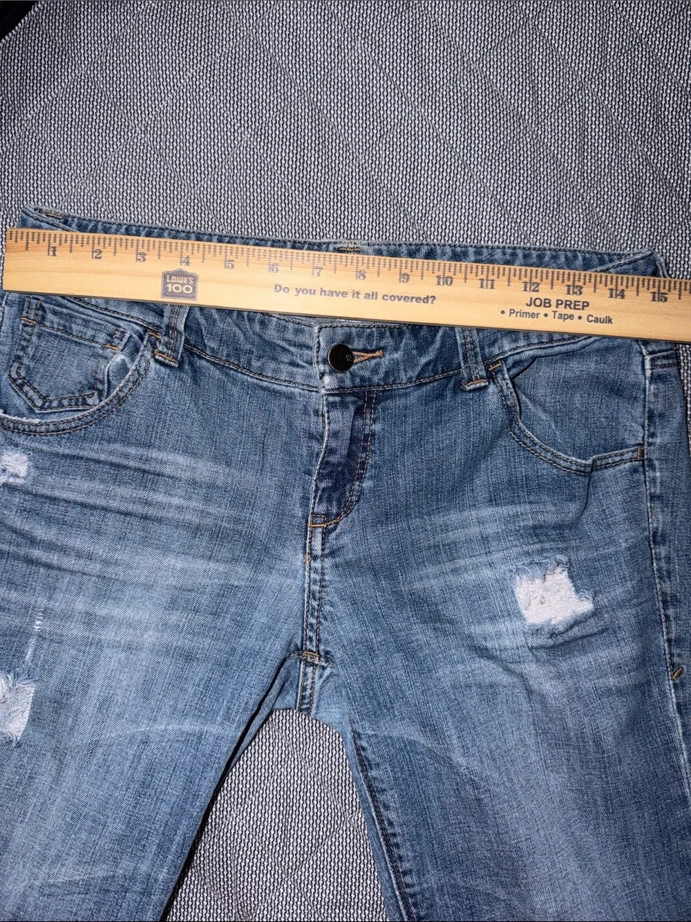 New York & Company Blue Distressed Straight-Leg Jeans